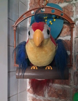 Vintage.Pete The Repeat sprechender Papagei mit Barsch Gemmy Industries 1991 perfekt 