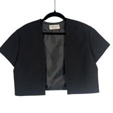 VINTAGE Adrianna Papell Black Beaded Bolero Jacket Women’s Est Size 6 Event