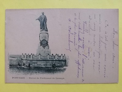 CPA ÄGYPTEN PORT-SAID Statue Ferdinand De LESSEPS geschrieben an den Bürgermeister von Murato Korsika