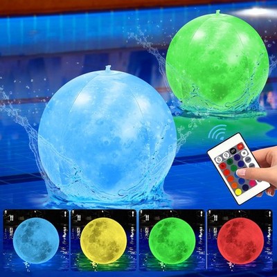 2 Stück 40cm Aufblasbarer LED Light up Wasserball, 4 Lichtmodi und 16 