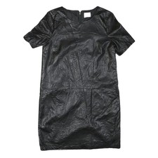 ERINLY Donna Vestito Nero Poliestere Misto Mini Manica Corta Zip Chiusura Casual