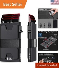Minimalist RFID Blocking Slim Card Holder Wallet for Men, Holds 12 Cards
