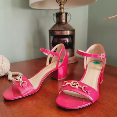 Michael Kors Serena Size 8 Red Patent Leather Block Heel Sandals