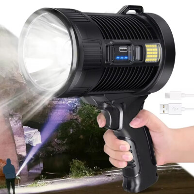 900000000LM Bright Solar/USB Rechargeable LED Spotlight Flashlight Searchlight