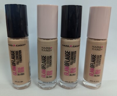 LOT OF 4 HARD CANDY GLAMOFLAUGE FULL COVERAGE FOUNDATION 1509 COOL BEIGE 0.67z