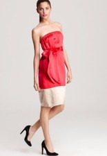 $298 NWT MARC BY MARC JACOBS SzXS SUZIE SATIN COLOR BLOCKED DRESS FIERY FUCHSIA 