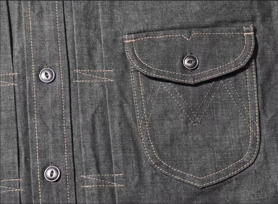 Men's Denim Shirt Long Sleeve Shirt Vintage Casual Coat Pocket Top