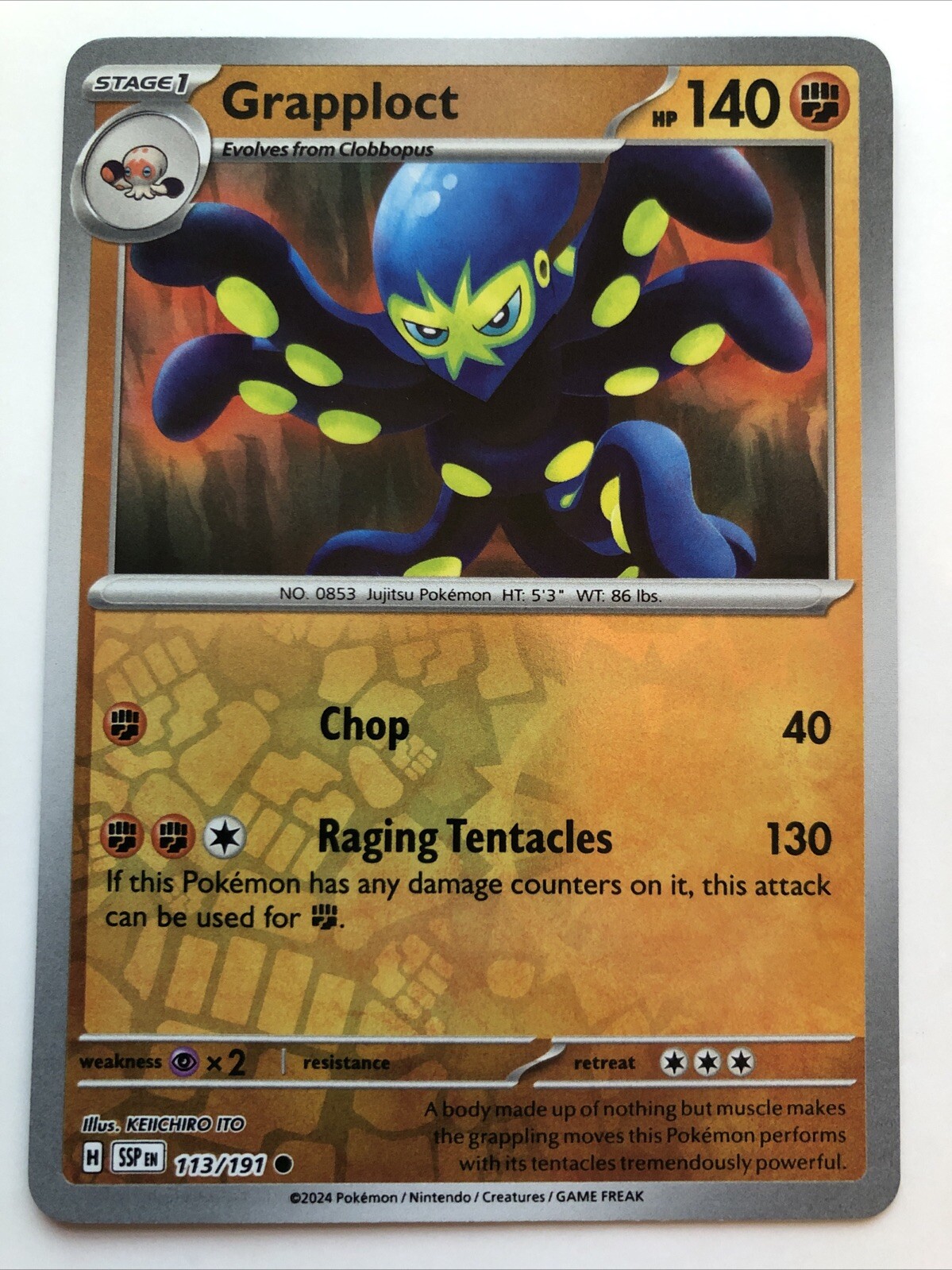 Pokémon TCG Surging Sparks Grapploct Reverse Holofoil 113/191 NM