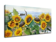 Ardemy Sunflower Wall Art Canvas Flowers Yellow Picture Rustic Floral Field L...