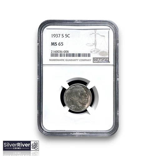 1937-S Buffalo Nickel (*Certified MS65 by NGC*) - Full Horn, Lustrous
