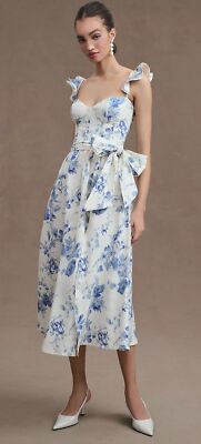 Anthropologie V. Chapman Vera Ruffle-Strap Corset Side-Slit Midi Dress Size  2 | eBay