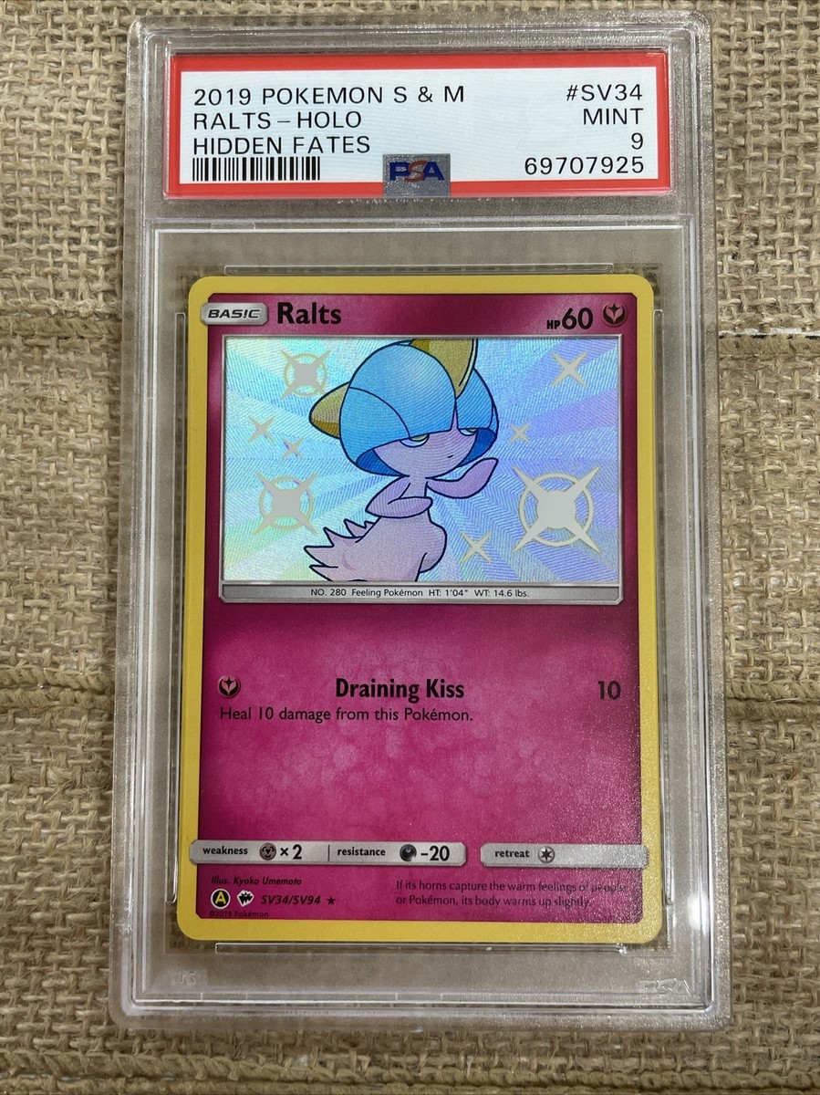Graded PSA 9 2019 Pokemon Sun & Moon - Ralts Holo - Hidden Fates