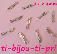 LOTTO Di 30 PENDENTIVI ARGENTATI Perle Breloque PIUME 17x4mm FIMO Gioielli