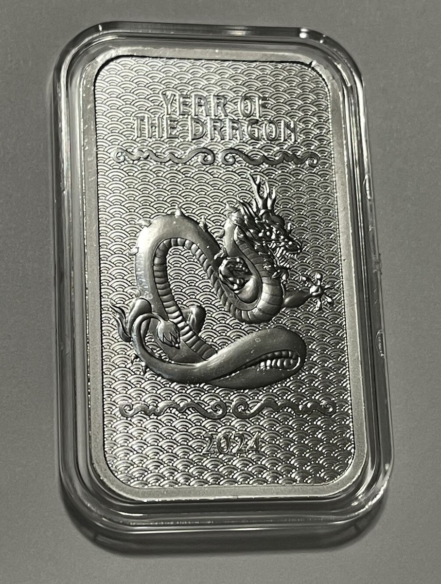 2024 Year of the Dragon Chinese Zodiac Ingot Bar 1 Troy Oz