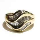14k yellow gold .98ct round baguette diamond cluster ring 6.3g 6.5 ladies — photo 1
