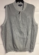 Roundtree  Yorke Sweater Vest Mens 2XT Tall 1/4 Zip Mock Neck Gray Sleeveless