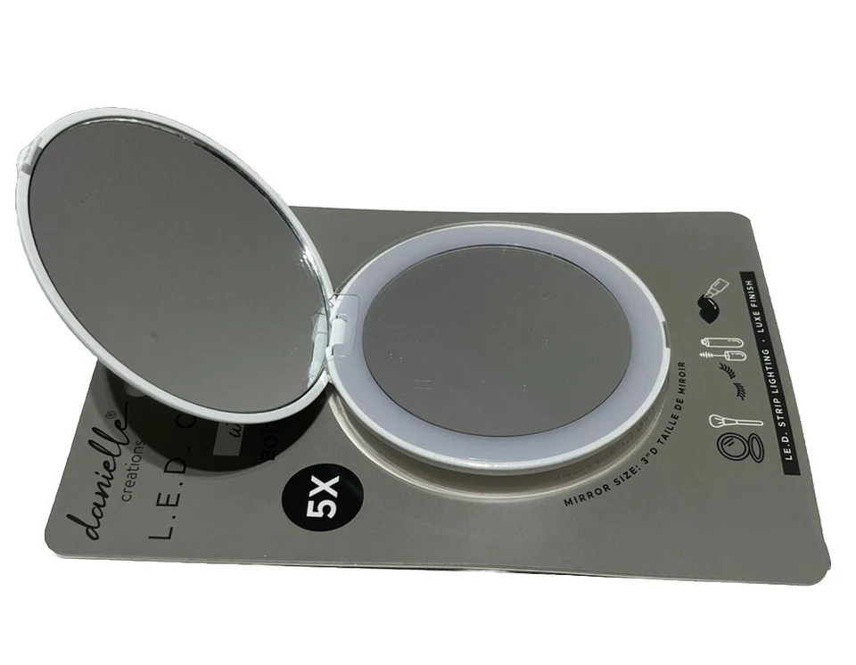 Compact Mirror L.E.D. Daneille Creations Luxe Finish LED Lighting 5x Mirror 3” - Image 3 of 3