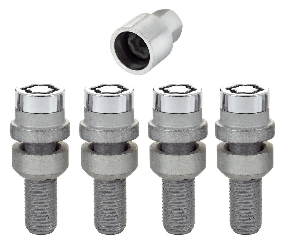 Juego de bloqueo de pernos de tuerca de rueda (4 cerraduras/1 llave) para Audi Porsche M14 x 1,5 rosca cromada Foto 4 de 4