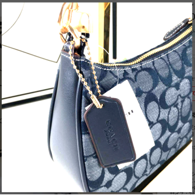 COACH CH139 Teri Shoulder Bag Signature Chambray Blue Outlet SMM
