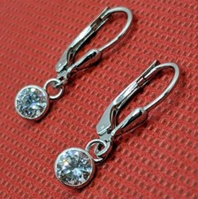 1 Paar  Ohrringe Ohrhänger Echt Silber 925  Stein weiß klar eingefasst Juwelier