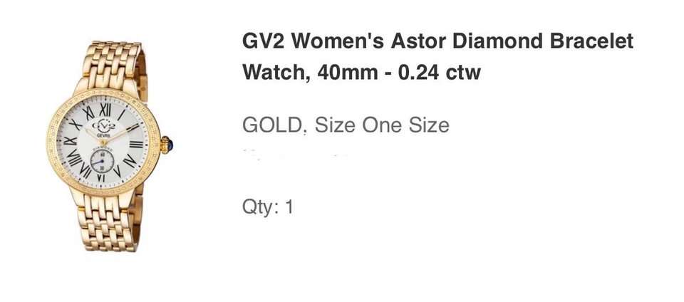 Reloj pulsera GV2 para mujer Astor diamantes, 40 mm - 0,24 ctw Foto 4 de 4