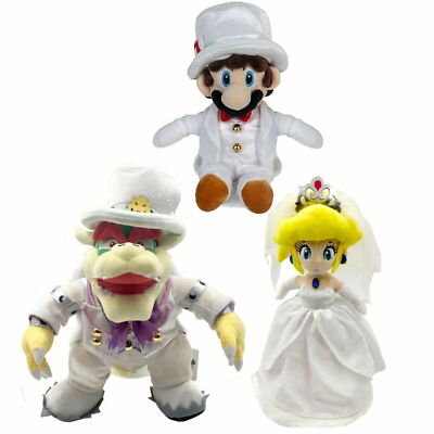 3X Super Mario Odyssey Bowser Peach Mario Wedding Dress Plush Toy Figure Doll