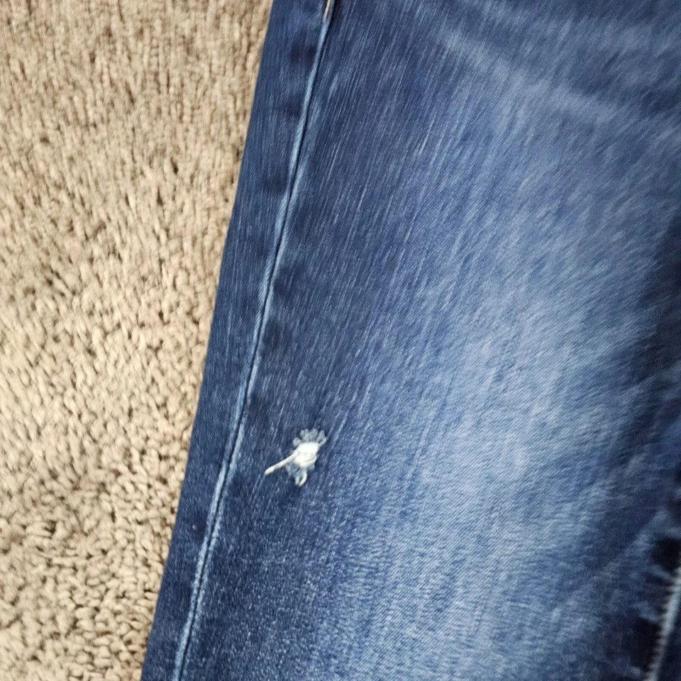 Paige Jeans Women 26 Flare Low Rise Dark Wash Denim Lou Lou Twisted Fray 24x33 - Image 4 of 4