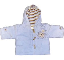 1 Blue Corduroy, Toggle Button Hooded Jacket & 1 Button Up Winter Sweater 0-3M