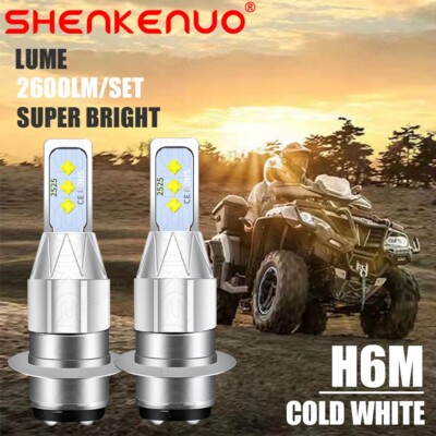 For Yamaha Banshee 350 1987-2006 2PC 6000K White LED Headlights Bulbs Kit H6 H6M