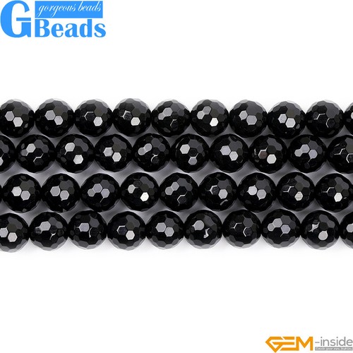 Black Agate Beads Onyx Natural Gemstone Faceted Round Spacer Beads 15" 6mm 8mm - Picture 32 of 61