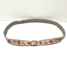 Vintage Floral Jacquard Woven Belt, size XS Small, VGUC Hippie 80s Retro Boho