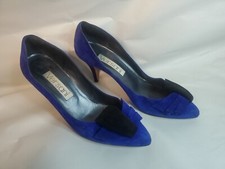 Vintage Versani Black And Blue Suede Pumps 1980s Size 8 Women's