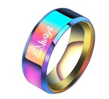 Anillo mágico de Harry Potter triángulo de las Reliquias de la Muerte Hogwarts aspecto de acero inoxidable