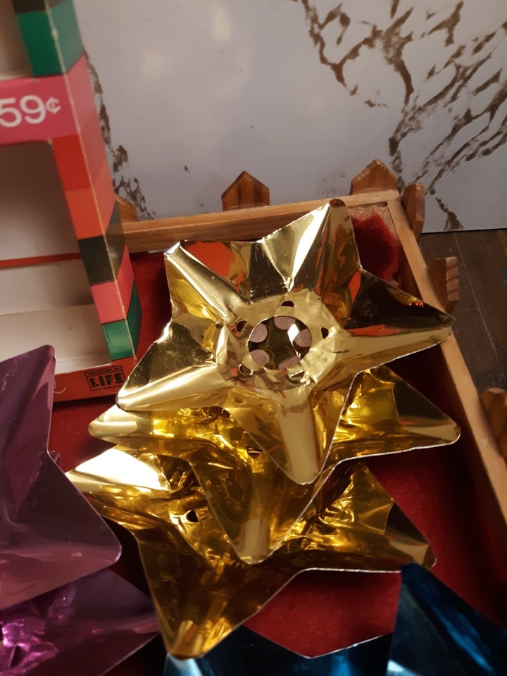 Vintage Double Glo Aluminum Foil Christmas Tree Light Reflectors 15 in