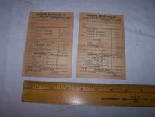 2 - 1958 NESBITT BOTTLING COMPANY Invoices TERRE HAUTE INDIANA Hires Root Beer