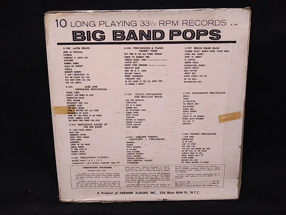 Big Band Pops The Miracle Of Stereo Sound In Motion 10 X Vinyl LP Premier K-109 Foto 4 de 4