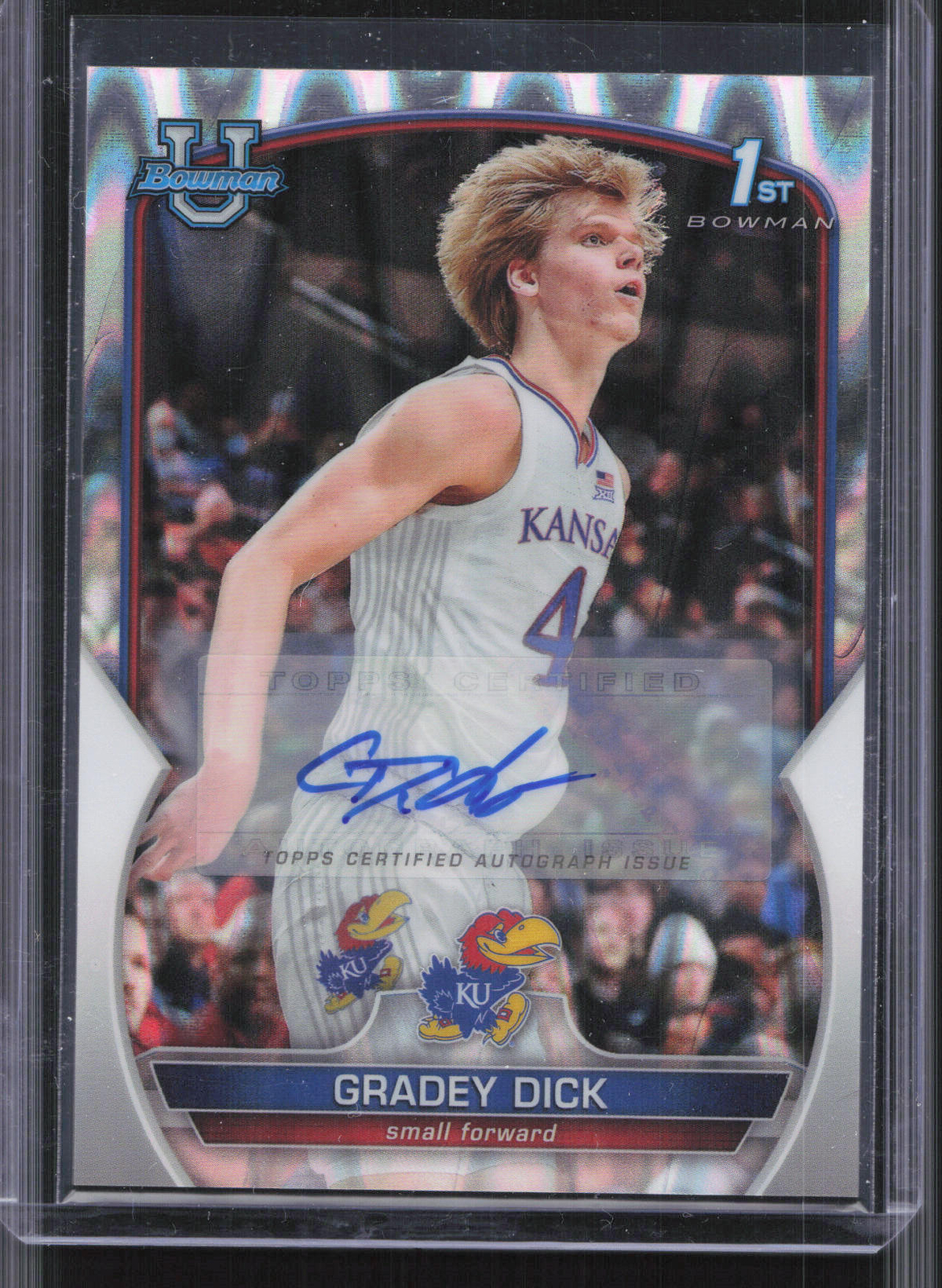 2022-23 Bowman University Chrome #41 Gradey Dick 1st Raywave Auto #/199 Raptors