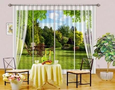 3D Green Lawn Trees K522 Window Photo Curtain Printing Fabric Panda 2023
