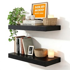 23.6in Solid Wood Core Floating Shelves, Set of 2 Heavy Duty Wall Mounted She...