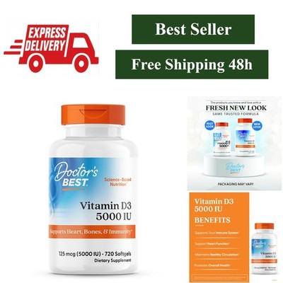 Doctor's Best Vitamin D3 5000 IU Softgel for Bone & Immune Support