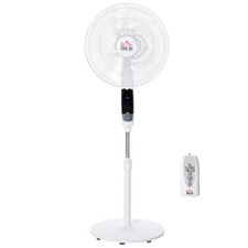 HOMCOM 16" Oscillation Cooling Fan with Remote Adjustable Height Black White