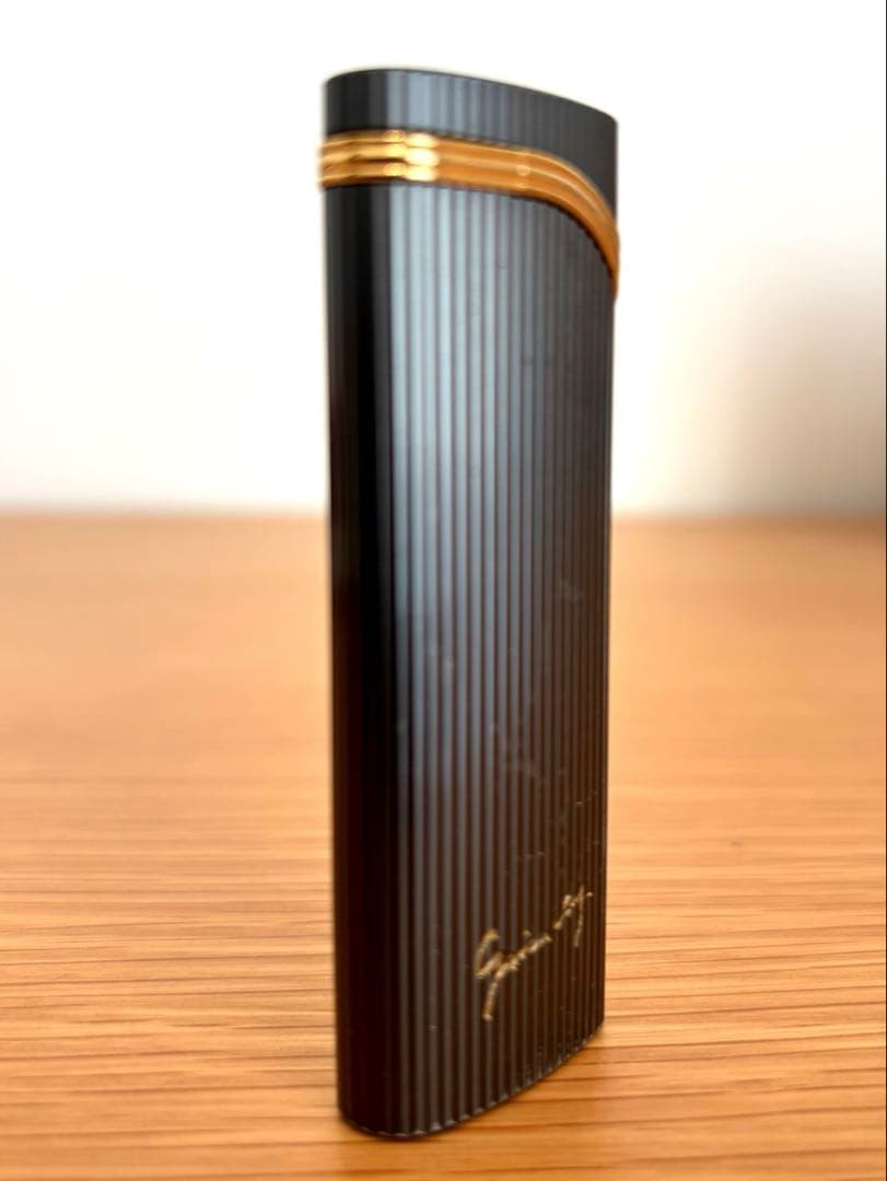 GIVENCHY Vintage Lighter Body Gray Stripe Gold Decor Used thumbnail 6