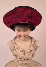 ANTIQUE 1920  S BOY  S RED  BLACK HAT W ORIGINAL LABEL