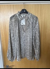 H&M Frill Trimmed Paisley Print Crepe Blouse Size Medium