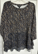 Simply Vera Vera Wang Womens XL Geometric Print 3/4 Sleeve Peplum Tunic Top