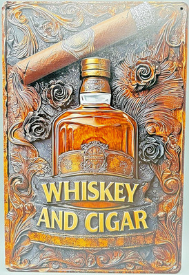 *Metall/Blech-Schild-Retro, Whisky and Cigar-Deko/Bar-ca.20x30cm