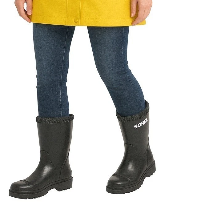 Sorel Joan Rain Short Gloss Black Waterproof Boots 11 Gorpcore Camping 24-03