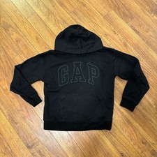 GAP Factory Kids Logo Pullover Hoodie Cotton Fleece Black 680768-00-1