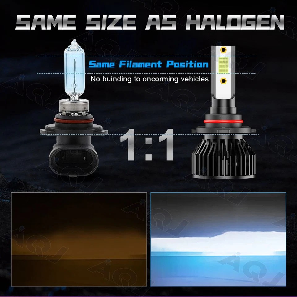 For Pontiac Grand Am 1992-1998 Blue Combo 9005 9006 880 LED Headlight Fog Bulbs - Image 2 of 4