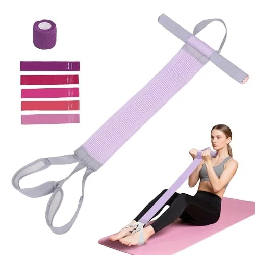 Fabric Resistance Band with Handles, 120lb Non-Slip Foot Pedal Resistance Band